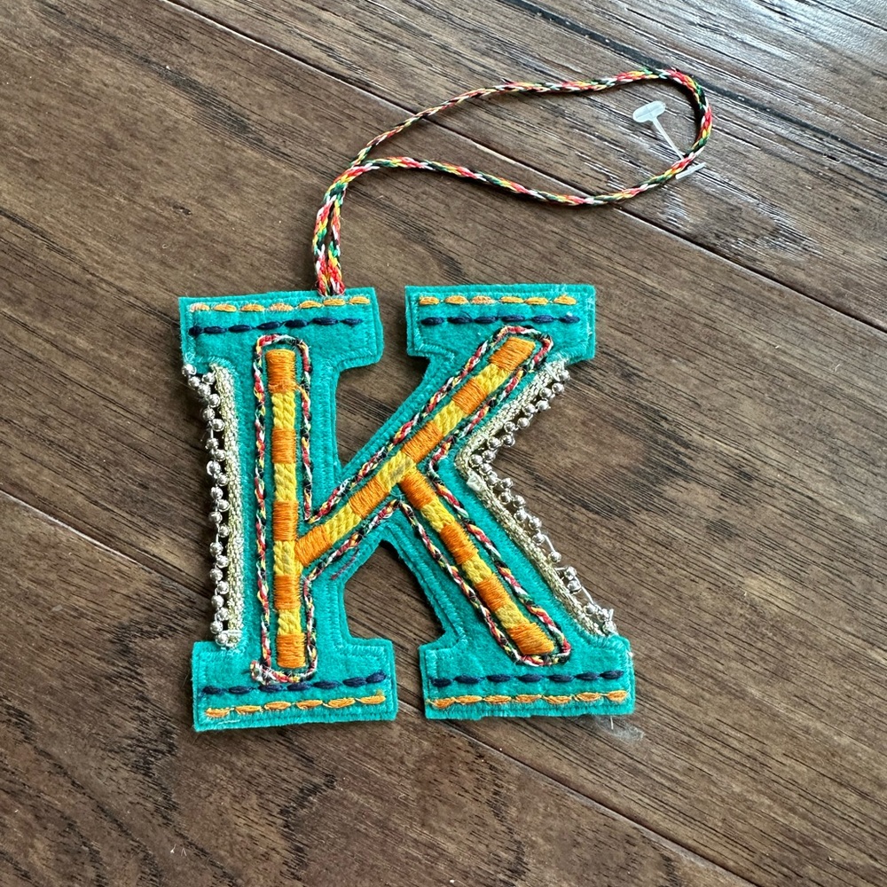 Only ONE left!! Felt Letter K Ornament /Present Topper